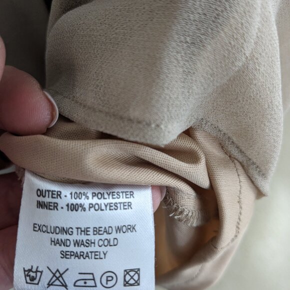 TFNC London hand-beaded beige flapper style dress - Picture 4 of 5